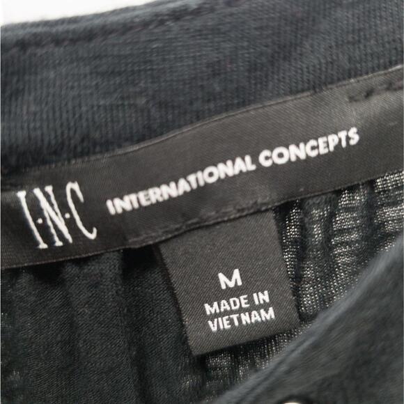 INC Keyhole Studded Long-Sleeve Top Black M - Picture 3 of 3